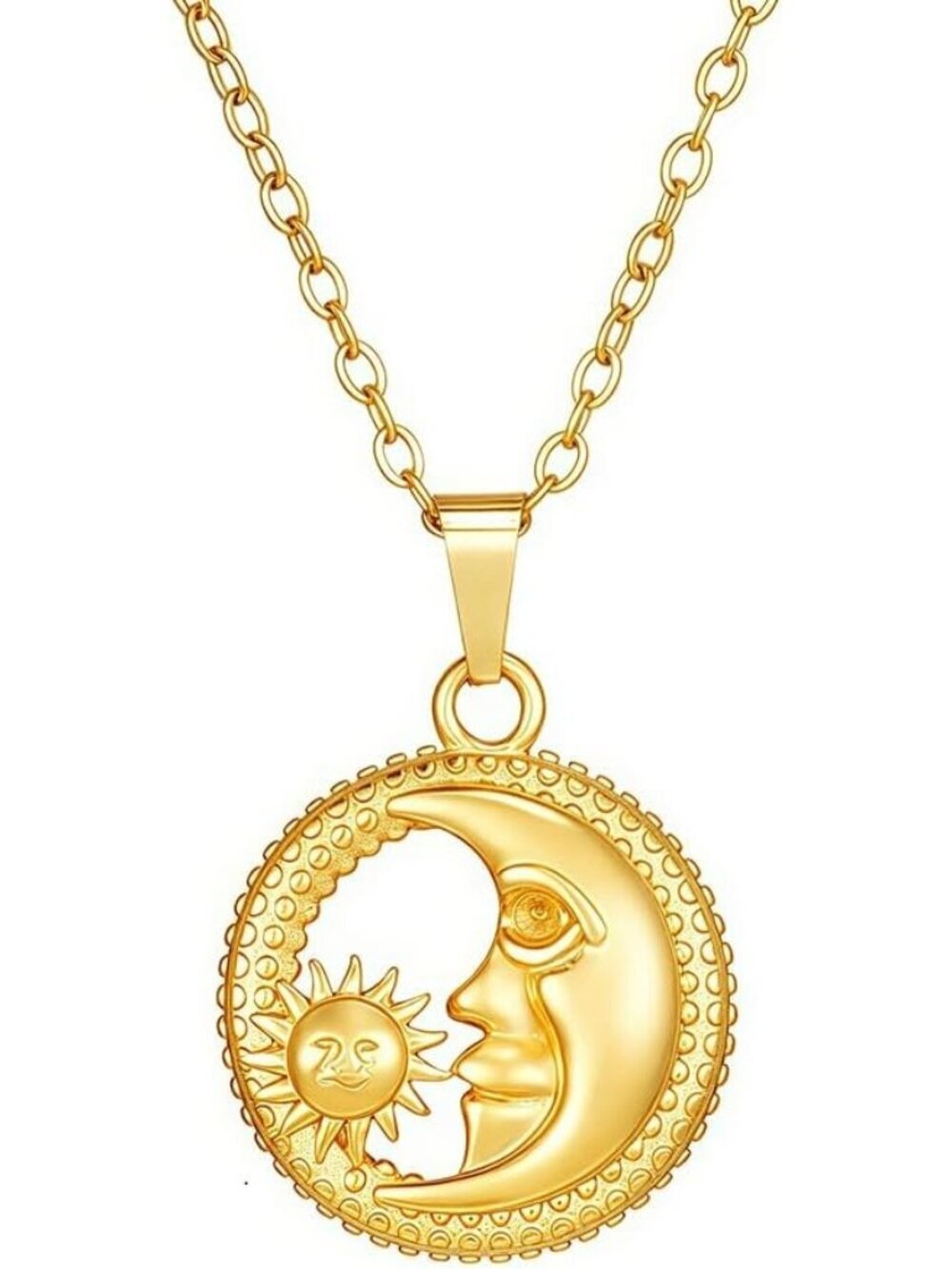 Women's Gold 3 Lobster Vintage Bohemian Unique Statement Sun Pendant Necklace